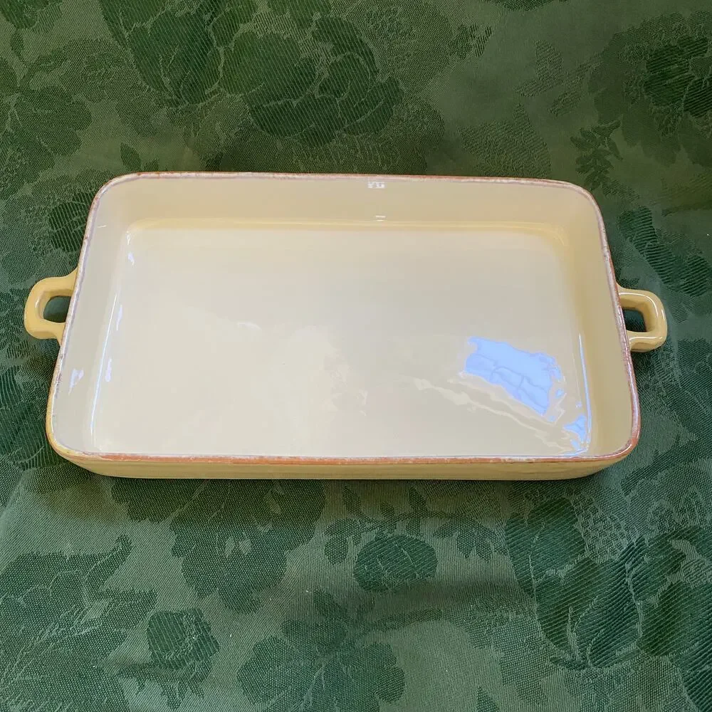 Vietri Terracotta Yellow Glaze Baking Casserole Pan 12